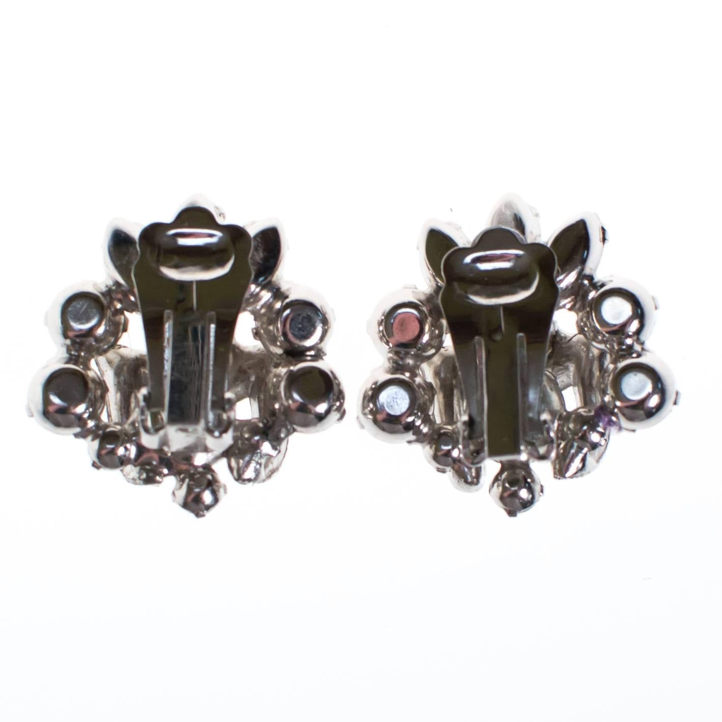 Vintage Eisenberg Clear Crystal Rhinestone Cluster Earrings by Eisenberg - Vintage Meet Modern Vintage Jewelry - Chicago, Illinois - #oldhollywoodglamour #vintagemeetmodern #designervintage #jewelrybox #antiquejewelry #vintagejewelry