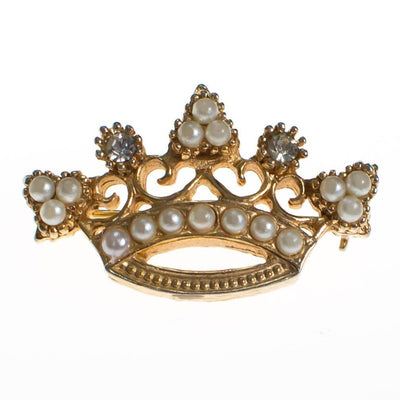 Vintage Accessocraft NYC Gold Crown Brooch with Pearls by Accessocraft NYC - Vintage Meet Modern Vintage Jewelry - Chicago, Illinois - #oldhollywoodglamour #vintagemeetmodern #designervintage #jewelrybox #antiquejewelry #vintagejewelry