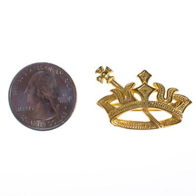 Vintage Gold Crown Pin with Sword by 1980s - Vintage Meet Modern Vintage Jewelry - Chicago, Illinois - #oldhollywoodglamour #vintagemeetmodern #designervintage #jewelrybox #antiquejewelry #vintagejewelry