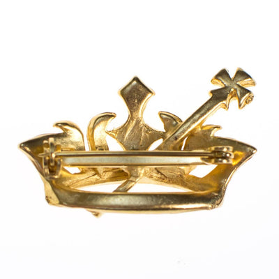 Vintage Gold Crown Pin with Sword by 1980s - Vintage Meet Modern Vintage Jewelry - Chicago, Illinois - #oldhollywoodglamour #vintagemeetmodern #designervintage #jewelrybox #antiquejewelry #vintagejewelry