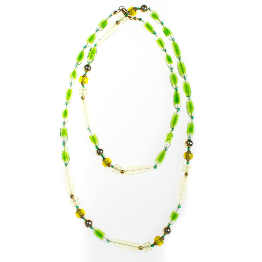 Vintage Green Crystal Beaded Necklace by 1970s - Vintage Meet Modern Vintage Jewelry - Chicago, Illinois - #oldhollywoodglamour #vintagemeetmodern #designervintage #jewelrybox #antiquejewelry #vintagejewelry