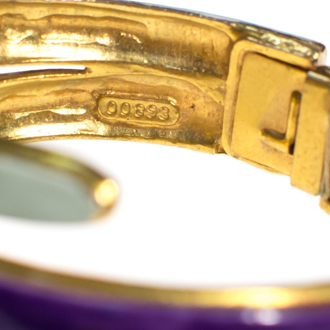 Vintage Original by Robert Mod Style Purple and Mint Green Enamel Clamper Bangle Bracelet by Robert Mod - Vintage Meet Modern Vintage Jewelry - Chicago, Illinois - #oldhollywoodglamour #vintagemeetmodern #designervintage #jewelrybox #antiquejewelry #vintagejewelry