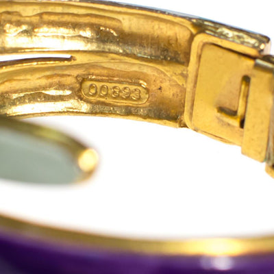 Vintage Original by Robert Mod Style Purple and Mint Green Enamel Clamper Bangle Bracelet by Robert Mod - Vintage Meet Modern Vintage Jewelry - Chicago, Illinois - #oldhollywoodglamour #vintagemeetmodern #designervintage #jewelrybox #antiquejewelry #vintagejewelry