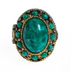 Vintage Speckled Jade Art Glass Statement Ring by 1960s - Vintage Meet Modern Vintage Jewelry - Chicago, Illinois - #oldhollywoodglamour #vintagemeetmodern #designervintage #jewelrybox #antiquejewelry #vintagejewelry