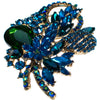 Vintage Emerald Green and Sapphire Blue Crystal Rhinestone Statement Brooch by Unsigned Beauty - Vintage Meet Modern Vintage Jewelry - Chicago, Illinois - #oldhollywoodglamour #vintagemeetmodern #designervintage #jewelrybox #antiquejewelry #vintagejewelry