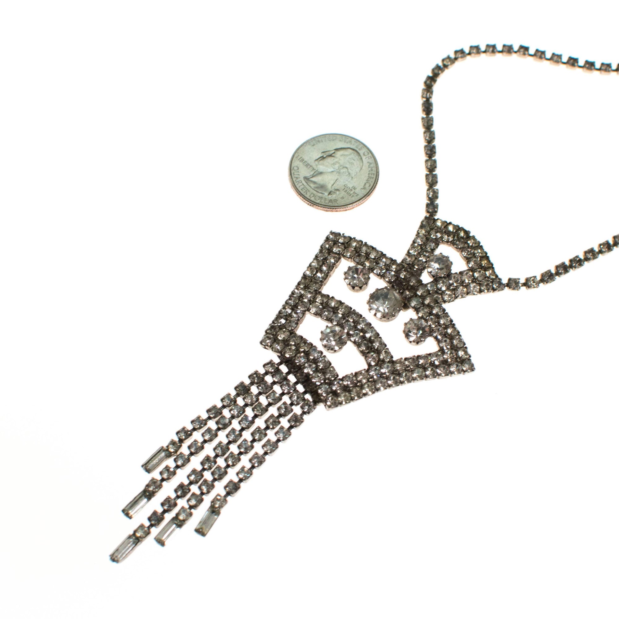Vintage Art Deco Rhinestone Statement Necklace by Art Deco - Vintage Meet Modern Vintage Jewelry - Chicago, Illinois - #oldhollywoodglamour #vintagemeetmodern #designervintage #jewelrybox #antiquejewelry #vintagejewelry
