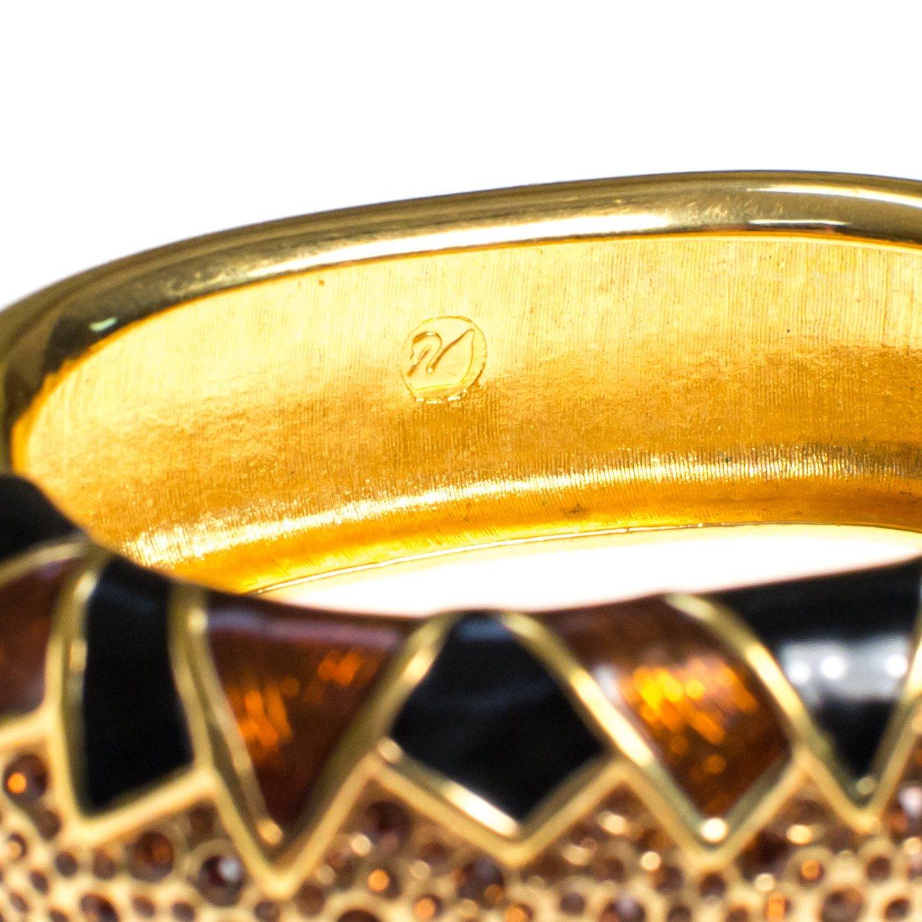 Vintage Swarovski Bangle Bracelet Gold, Black Smokey Topaz, and Amber Rhinestones by Swarovski - Vintage Meet Modern Vintage Jewelry - Chicago, Illinois - #oldhollywoodglamour #vintagemeetmodern #designervintage #jewelrybox #antiquejewelry #vintagejewelry