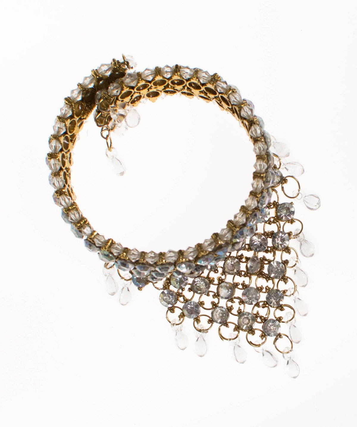 Vintage 1980s Clear and Crystal Lucite Waterfall Bracelet