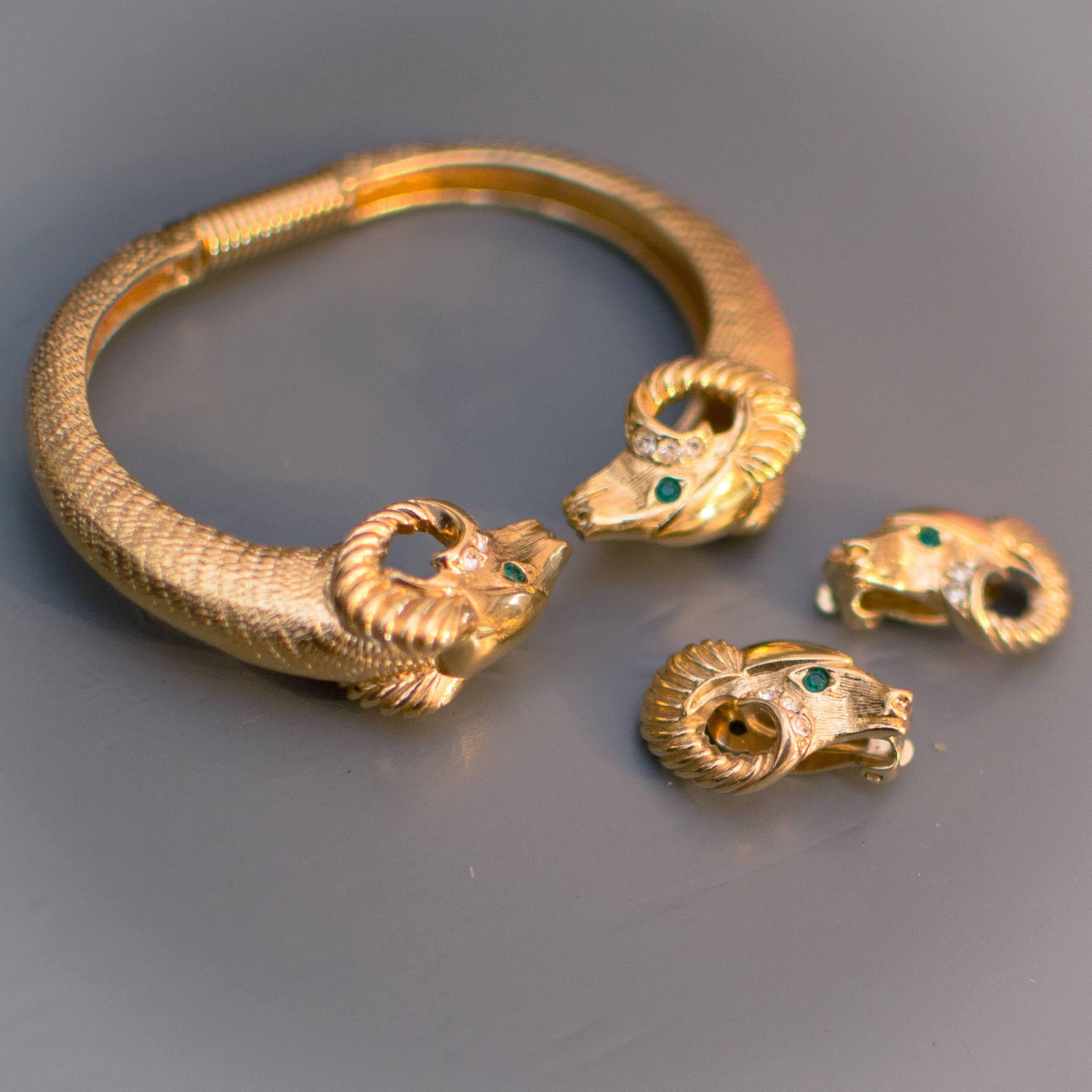 KJL Rams Head Bracelet, KJL for Avon, Kenneth Jay Lane by Kenneth Jay Lane - Vintage Meet Modern Vintage Jewelry - Chicago, Illinois - #oldhollywoodglamour #vintagemeetmodern #designervintage #jewelrybox #antiquejewelry #vintagejewelry