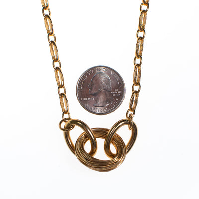 Vintage Gold Tone Interlocking Link Necklace by 1970s - Vintage Meet Modern Vintage Jewelry - Chicago, Illinois - #oldhollywoodglamour #vintagemeetmodern #designervintage #jewelrybox #antiquejewelry #vintagejewelry