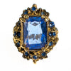 Vintage Sapphire Blue Crystal Statement Ring, Adjustable by 1960s - Vintage Meet Modern Vintage Jewelry - Chicago, Illinois - #oldhollywoodglamour #vintagemeetmodern #designervintage #jewelrybox #antiquejewelry #vintagejewelry