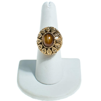 Vintage Vanda Tigers Eye Perfume Locket Ring by Vanda - Vintage Meet Modern Vintage Jewelry - Chicago, Illinois - #oldhollywoodglamour #vintagemeetmodern #designervintage #jewelrybox #antiquejewelry #vintagejewelry