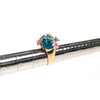 Vintage Blue Rhinestone Statement Ring with Colorful Painted Enamel Flowers by 1990s - Vintage Meet Modern Vintage Jewelry - Chicago, Illinois - #oldhollywoodglamour #vintagemeetmodern #designervintage #jewelrybox #antiquejewelry #vintagejewelry