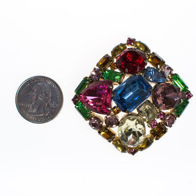 Vintage Rainbow Rhinestone Brooch by 1960s - Vintage Meet Modern Vintage Jewelry - Chicago, Illinois - #oldhollywoodglamour #vintagemeetmodern #designervintage #jewelrybox #antiquejewelry #vintagejewelry