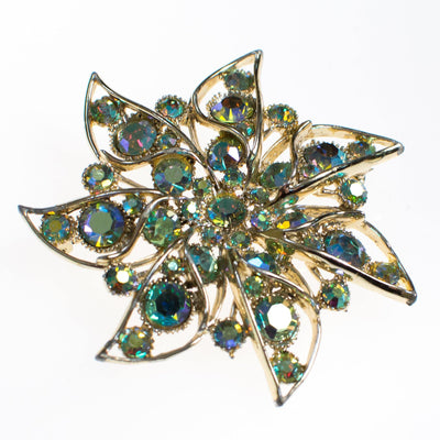 Vintage Gold Aurora Borealis Crystal Rhinestone Brooch by Aurora Borealis - Vintage Meet Modern Vintage Jewelry - Chicago, Illinois - #oldhollywoodglamour #vintagemeetmodern #designervintage #jewelrybox #antiquejewelry #vintagejewelry