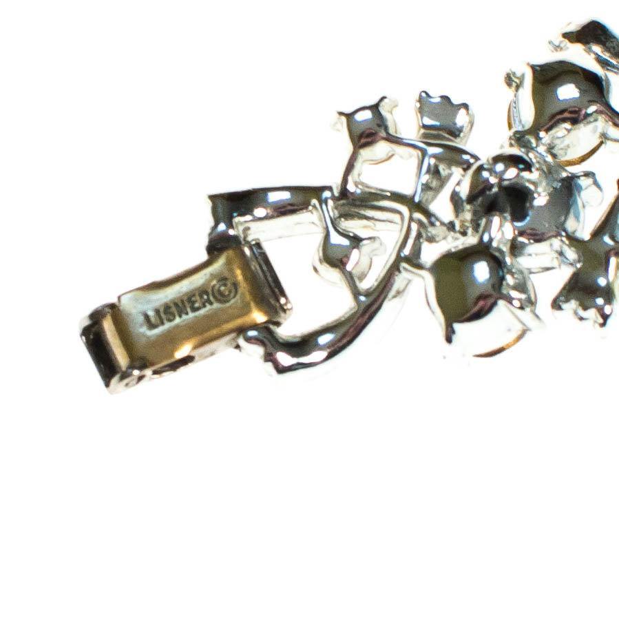 Vintage Lisner Blue Rhinestone Bracelet, Silver Tone by 1950s - Vintage Meet Modern Vintage Jewelry - Chicago, Illinois - #oldhollywoodglamour #vintagemeetmodern #designervintage #jewelrybox #antiquejewelry #vintagejewelry