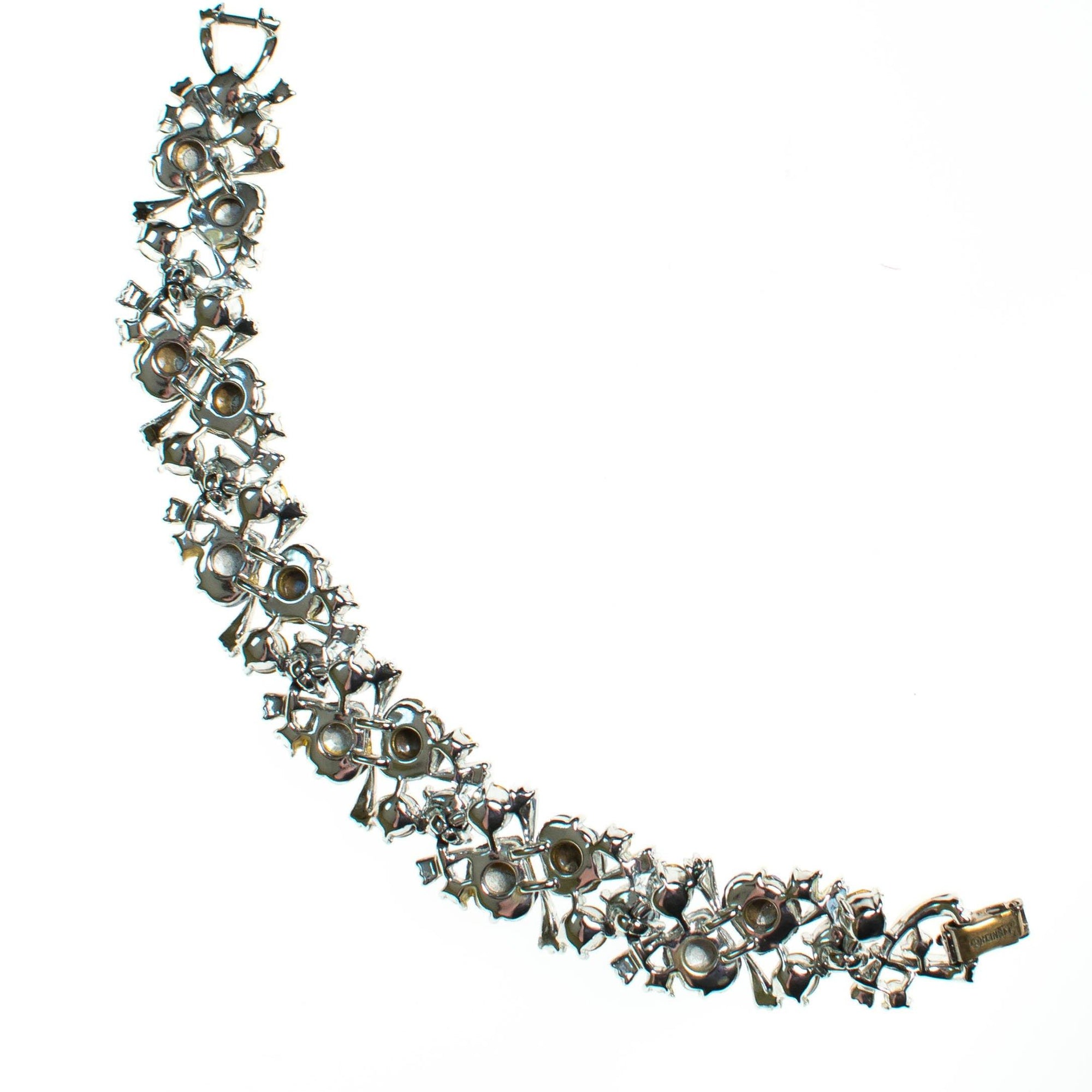 Vintage Lisner Blue Rhinestone Bracelet, Silver Tone by 1950s - Vintage Meet Modern Vintage Jewelry - Chicago, Illinois - #oldhollywoodglamour #vintagemeetmodern #designervintage #jewelrybox #antiquejewelry #vintagejewelry