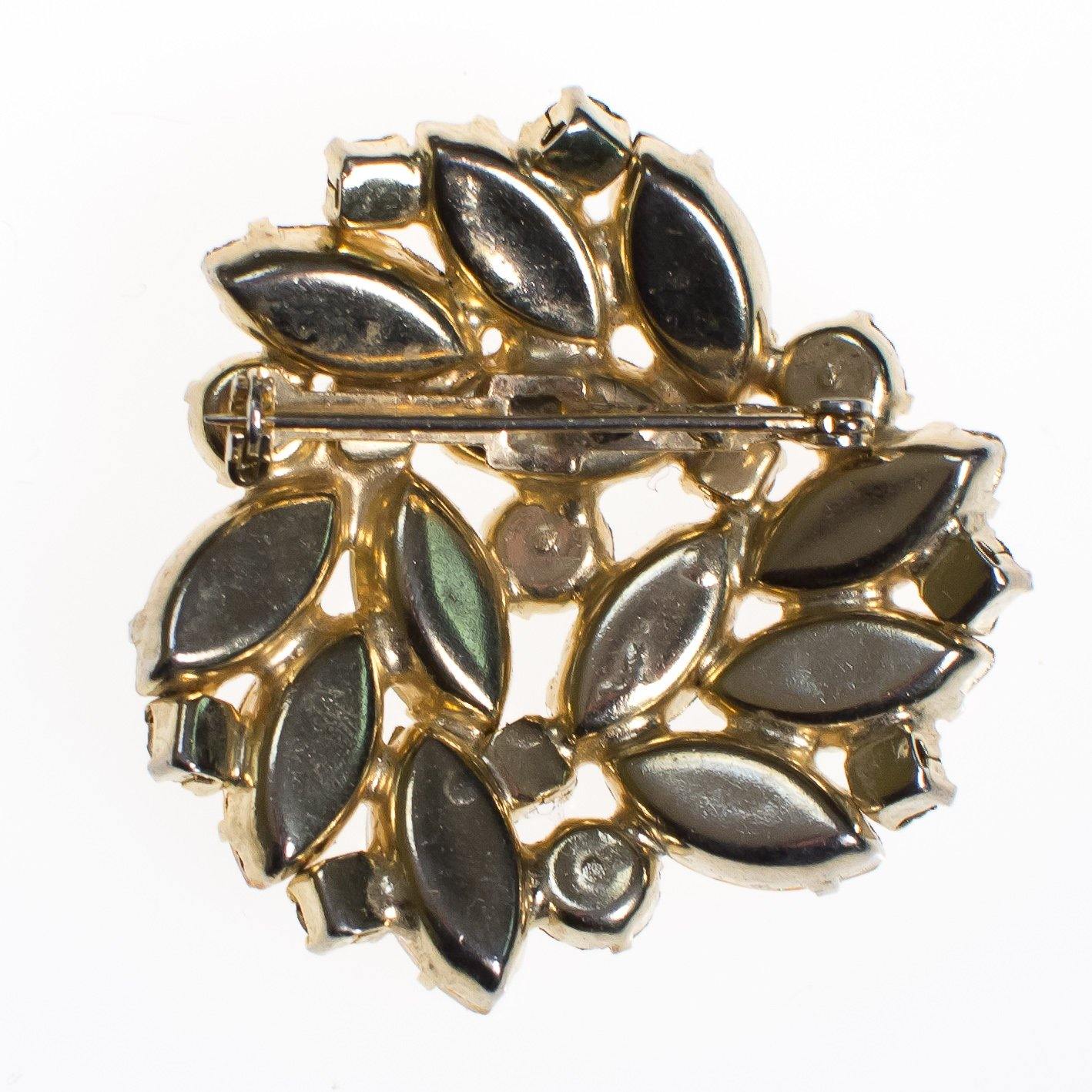 Vintage Green and Yellow Topaz Rhinestone Brooch by 1960s - Vintage Meet Modern Vintage Jewelry - Chicago, Illinois - #oldhollywoodglamour #vintagemeetmodern #designervintage #jewelrybox #antiquejewelry #vintagejewelry