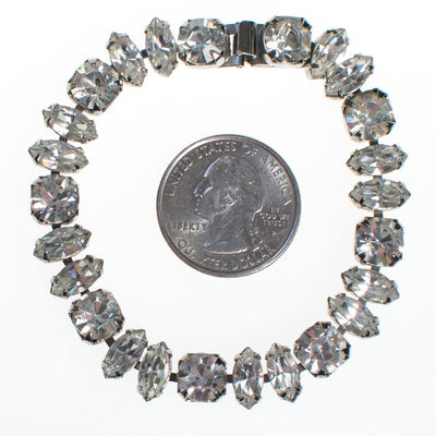 Vintage Art Deco Clear Diamond Look Rhinestone Line Style Bracelet Set In Silver Tone by Art Deco - Vintage Meet Modern Vintage Jewelry - Chicago, Illinois - #oldhollywoodglamour #vintagemeetmodern #designervintage #jewelrybox #antiquejewelry #vintagejewelry