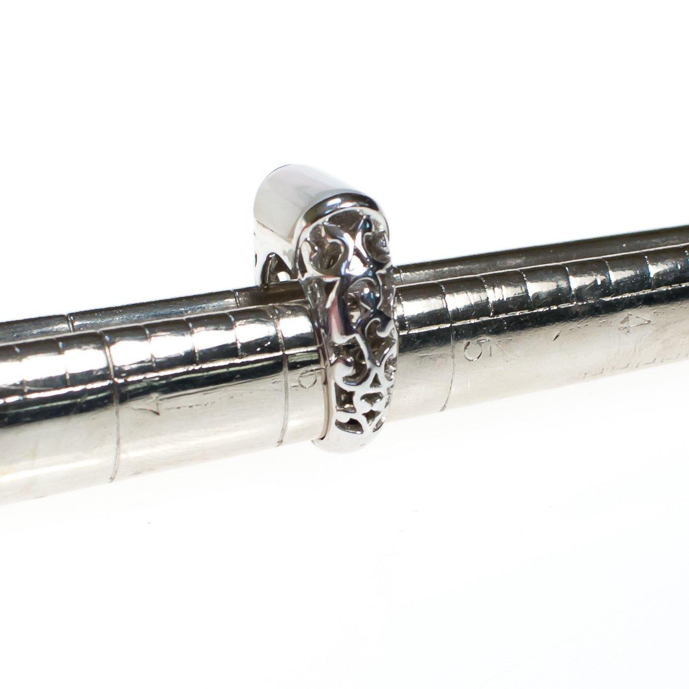 Vintage Lia Sophie Mother of Pearl Silver Filigree Band Ring by Lia Sophia - Vintage Meet Modern Vintage Jewelry - Chicago, Illinois - #oldhollywoodglamour #vintagemeetmodern #designervintage #jewelrybox #antiquejewelry #vintagejewelry