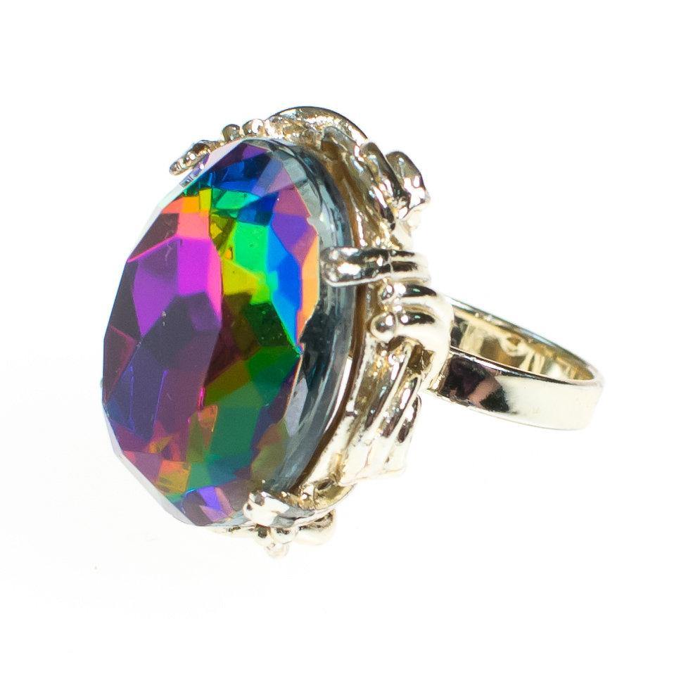 Vintage Heliotrope Watermelon Rainbow Rhinestone Statement Ring by 1960s - Vintage Meet Modern Vintage Jewelry - Chicago, Illinois - #oldhollywoodglamour #vintagemeetmodern #designervintage #jewelrybox #antiquejewelry #vintagejewelry