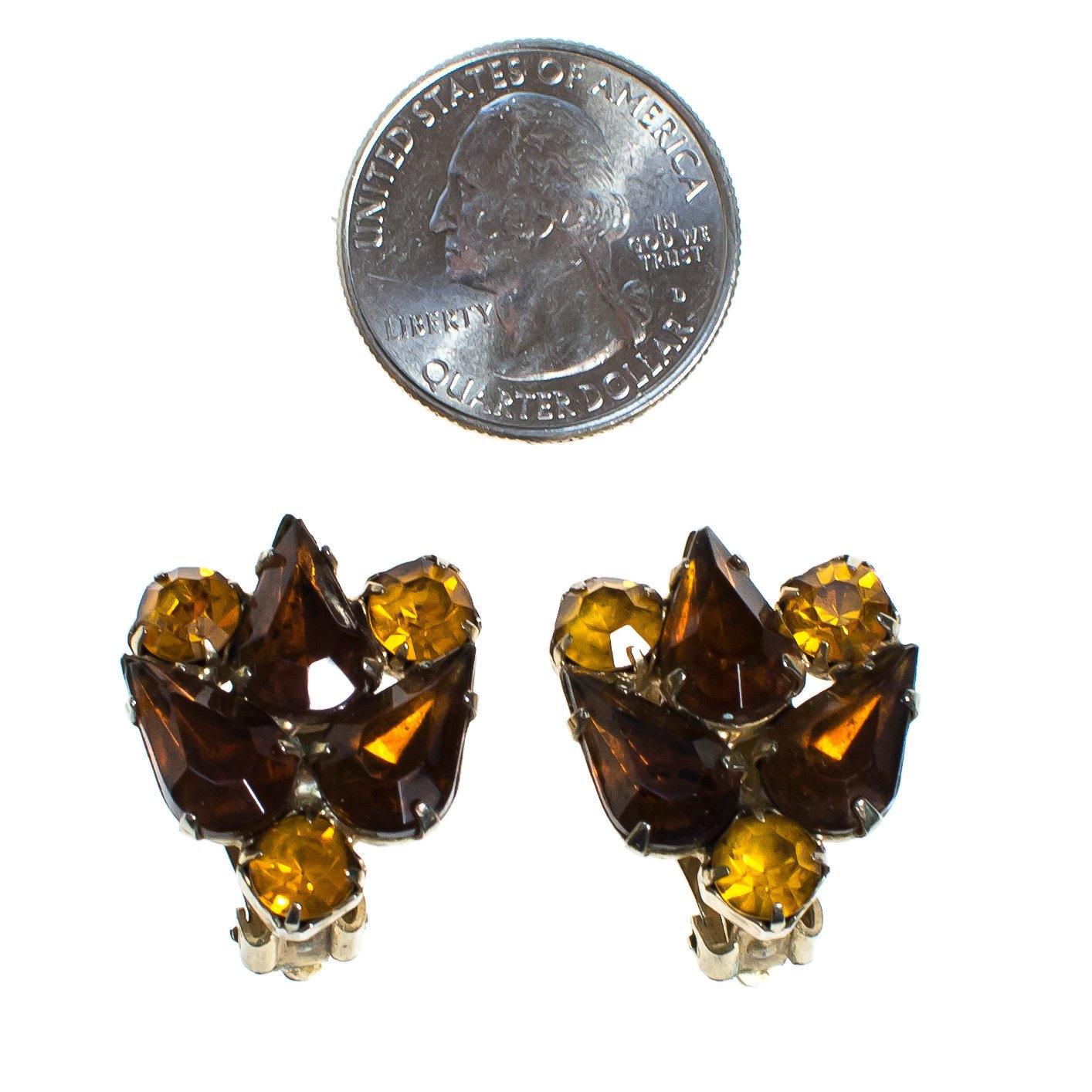 Vintage Garne Amber and Citrine Topaz Rhinestone Statement Earrings by Garne Amber and Citrine - Vintage Meet Modern Vintage Jewelry - Chicago, Illinois - #oldhollywoodglamour #vintagemeetmodern #designervintage #jewelrybox #antiquejewelry #vintagejewelry