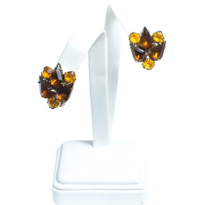 Vintage Garne Amber and Citrine Topaz Rhinestone Statement Earrings by Garne Amber and Citrine - Vintage Meet Modern Vintage Jewelry - Chicago, Illinois - #oldhollywoodglamour #vintagemeetmodern #designervintage #jewelrybox #antiquejewelry #vintagejewelry