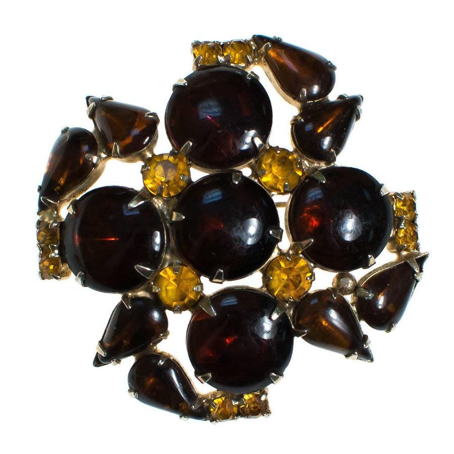 Vintage Garne Amber and Citrine Crystal Brooch by Garne Amber - Vintage Meet Modern Vintage Jewelry - Chicago, Illinois - #oldhollywoodglamour #vintagemeetmodern #designervintage #jewelrybox #antiquejewelry #vintagejewelry