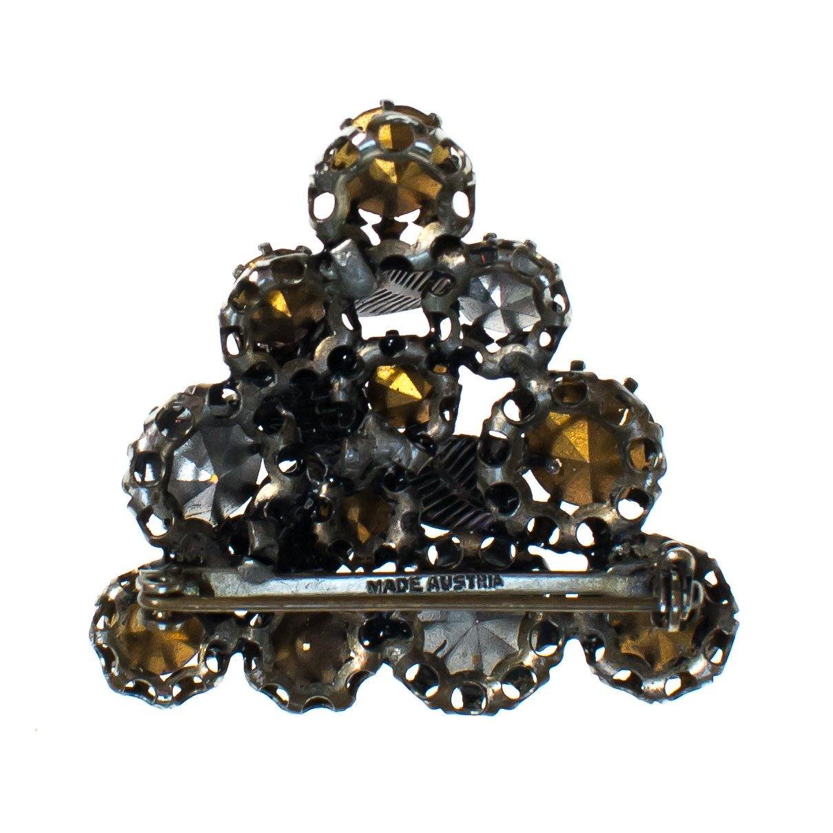 Vintage Made in Austria Amber and Aurora Borealis Rhinestone Brooch by Amber and Aurora Borealis - Vintage Meet Modern Vintage Jewelry - Chicago, Illinois - #oldhollywoodglamour #vintagemeetmodern #designervintage #jewelrybox #antiquejewelry #vintagejewelry