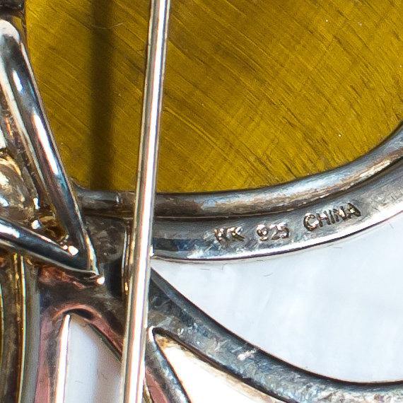 Vintage Tigers Eye and Mother of Pearl Butterfly Brooch set in Sterling Silver by 1980s - Vintage Meet Modern Vintage Jewelry - Chicago, Illinois - #oldhollywoodglamour #vintagemeetmodern #designervintage #jewelrybox #antiquejewelry #vintagejewelry