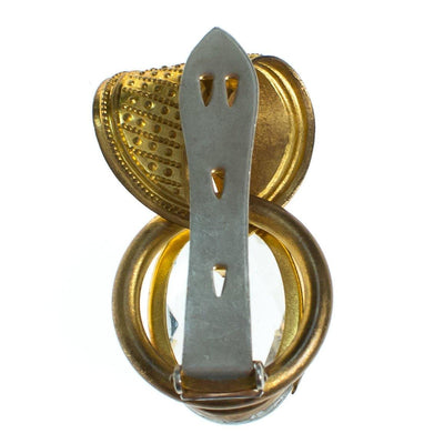 Gold Dress Clip with Headlight Topaz Crystal Rhinestone by 1940s - Vintage Meet Modern Vintage Jewelry - Chicago, Illinois - #oldhollywoodglamour #vintagemeetmodern #designervintage #jewelrybox #antiquejewelry #vintagejewelry