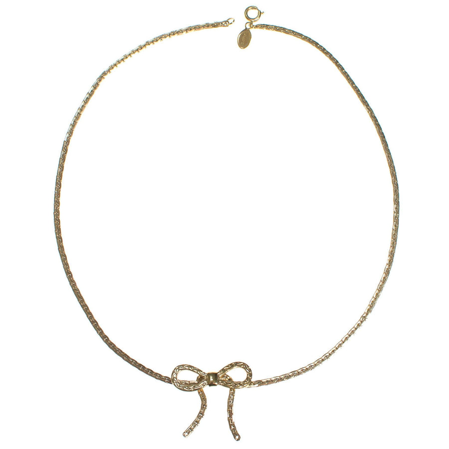 Vintage Avon Gold Bow Necklace Petite Dainty Minimalist by Avon - Vintage Meet Modern Vintage Jewelry - Chicago, Illinois - #oldhollywoodglamour #vintagemeetmodern #designervintage #jewelrybox #antiquejewelry #vintagejewelry