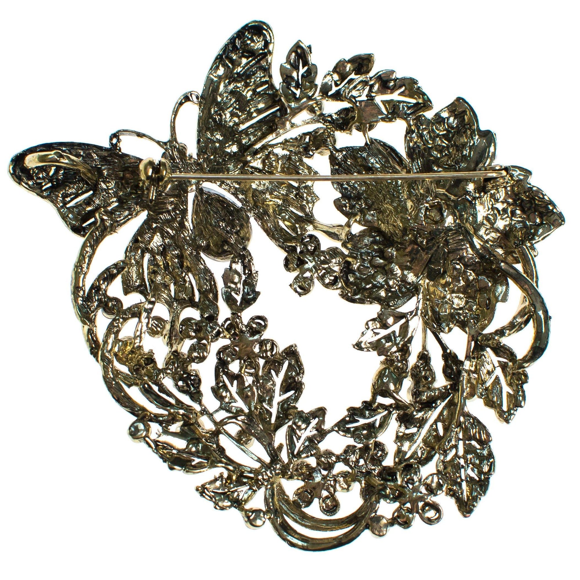 Vintage Butterfly and Floral Brooch with Purple Rhinestones by 1990s - Vintage Meet Modern Vintage Jewelry - Chicago, Illinois - #oldhollywoodglamour #vintagemeetmodern #designervintage #jewelrybox #antiquejewelry #vintagejewelry