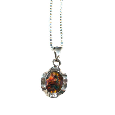 Vintage Opaline Pendant Necklace Set In Sterling Silver by Sterling Silver - Vintage Meet Modern Vintage Jewelry - Chicago, Illinois - #oldhollywoodglamour #vintagemeetmodern #designervintage #jewelrybox #antiquejewelry #vintagejewelry