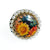 Vintage Colorful Flower Statement Ring with faux pearls set in Gold Tone West Germany Adjustable