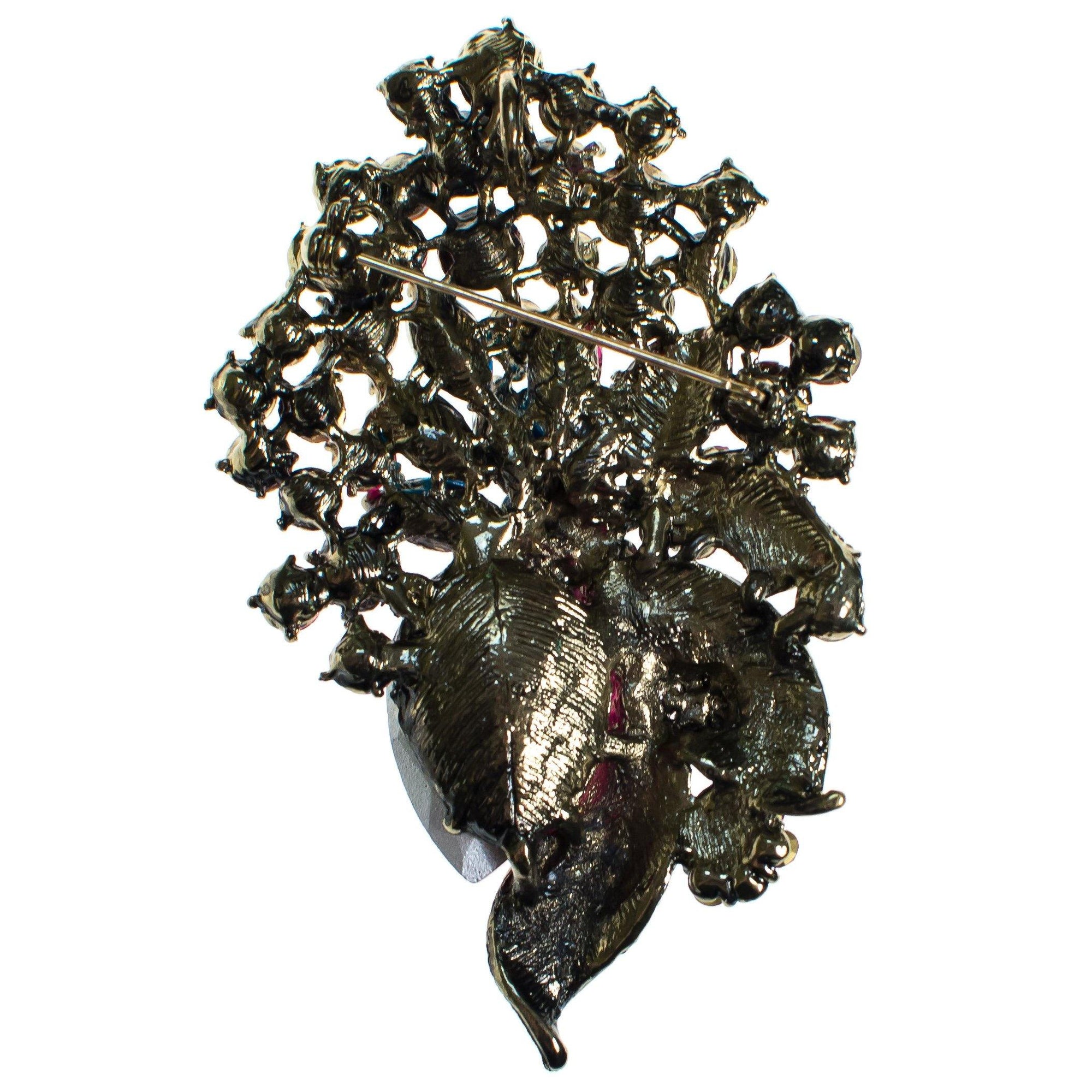 Vintage Hot Pink Blue, Green, Diamante Rhinestone Brooch Pendant by 1990s - Vintage Meet Modern Vintage Jewelry - Chicago, Illinois - #oldhollywoodglamour #vintagemeetmodern #designervintage #jewelrybox #antiquejewelry #vintagejewelry