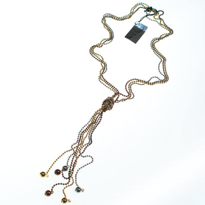 Vintage Diane Von Furstenberg Bronze, Brass, Gold and Silver Beaded Chain Necklace, 1970s by Diane Von Furstenberg - Vintage Meet Modern Vintage Jewelry - Chicago, Illinois - #oldhollywoodglamour #vintagemeetmodern #designervintage #jewelrybox #antiquejewelry #vintagejewelry