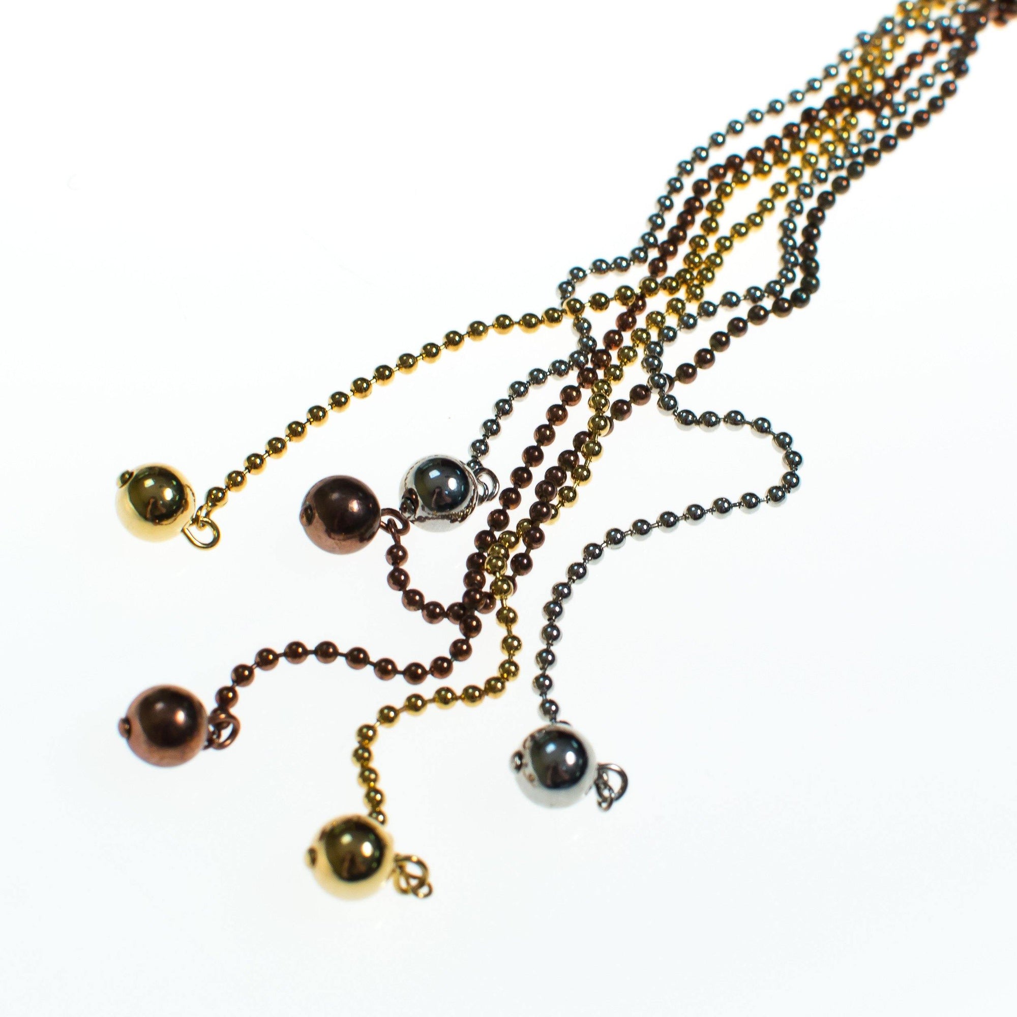 Vintage Diane Von Furstenberg Bronze, Brass, Gold and Silver Beaded Chain Necklace, 1970s by Diane Von Furstenberg - Vintage Meet Modern Vintage Jewelry - Chicago, Illinois - #oldhollywoodglamour #vintagemeetmodern #designervintage #jewelrybox #antiquejewelry #vintagejewelry