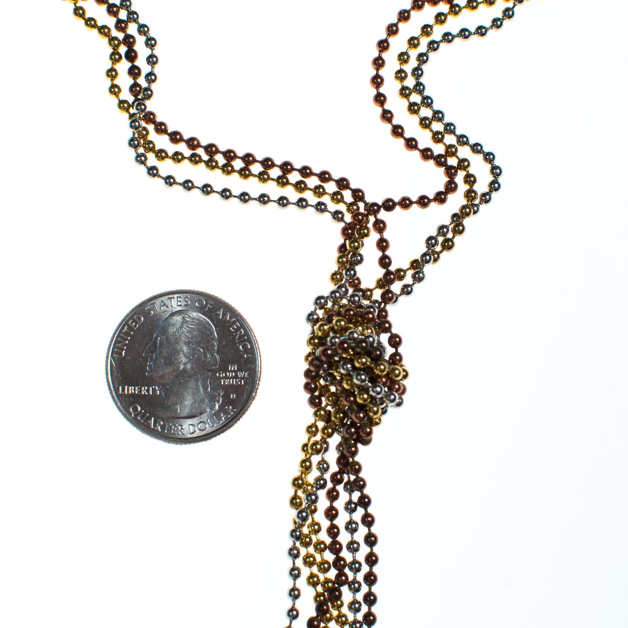 Vintage Diane Von Furstenberg Bronze, Brass, Gold and Silver Beaded Chain Necklace, 1970s by Diane Von Furstenberg - Vintage Meet Modern Vintage Jewelry - Chicago, Illinois - #oldhollywoodglamour #vintagemeetmodern #designervintage #jewelrybox #antiquejewelry #vintagejewelry