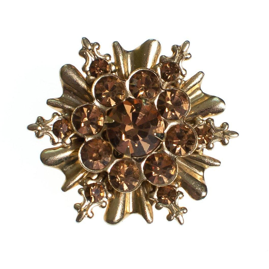 Vintage Petite Starburst Brooch with Gold Topaz Rhinestones by 1960s - Vintage Meet Modern Vintage Jewelry - Chicago, Illinois - #oldhollywoodglamour #vintagemeetmodern #designervintage #jewelrybox #antiquejewelry #vintagejewelry