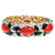 Vintage Marvella Jewels of India Mogul Bracelet Coral Cabochons Emerald Rhinestones White Enamel Hinged Bangle Bracelet