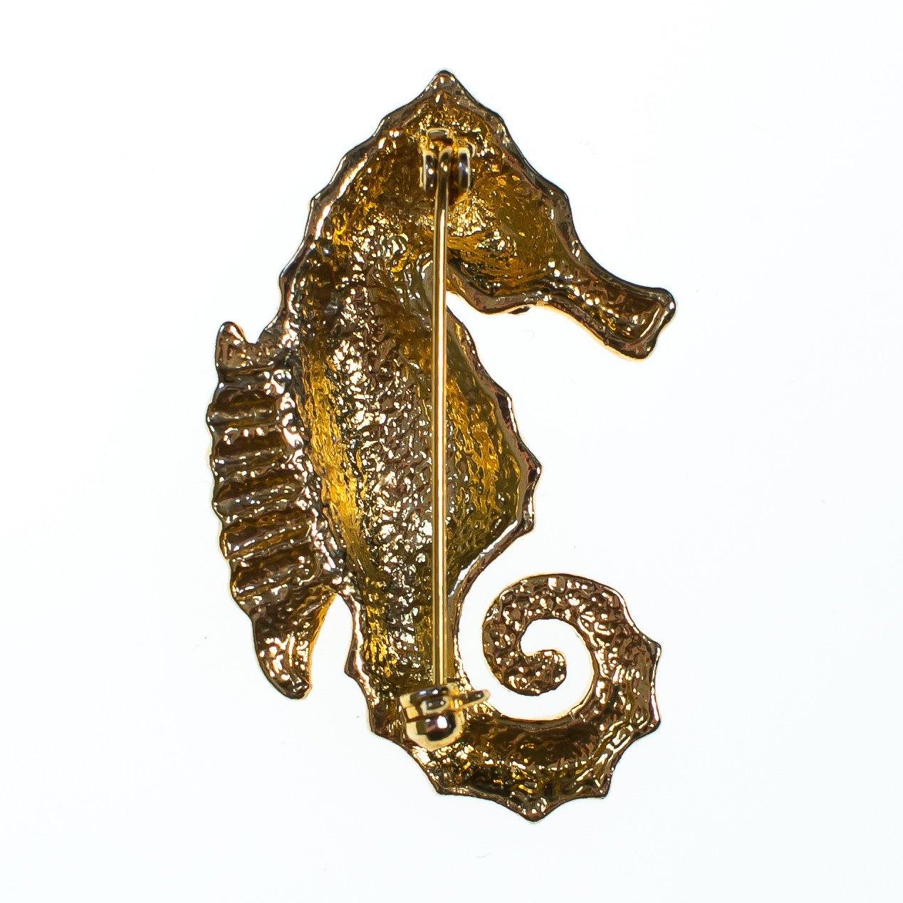 Vintage Seahorse Brooch Green Enamel with Pave Crystal Rhinestones by 1980s - Vintage Meet Modern Vintage Jewelry - Chicago, Illinois - #oldhollywoodglamour #vintagemeetmodern #designervintage #jewelrybox #antiquejewelry #vintagejewelry