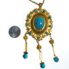 Vintage 1970s Rococco Revival Turquoise and Gold Statement Necklace by 1970s - Vintage Meet Modern Vintage Jewelry - Chicago, Illinois - #oldhollywoodglamour #vintagemeetmodern #designervintage #jewelrybox #antiquejewelry #vintagejewelry