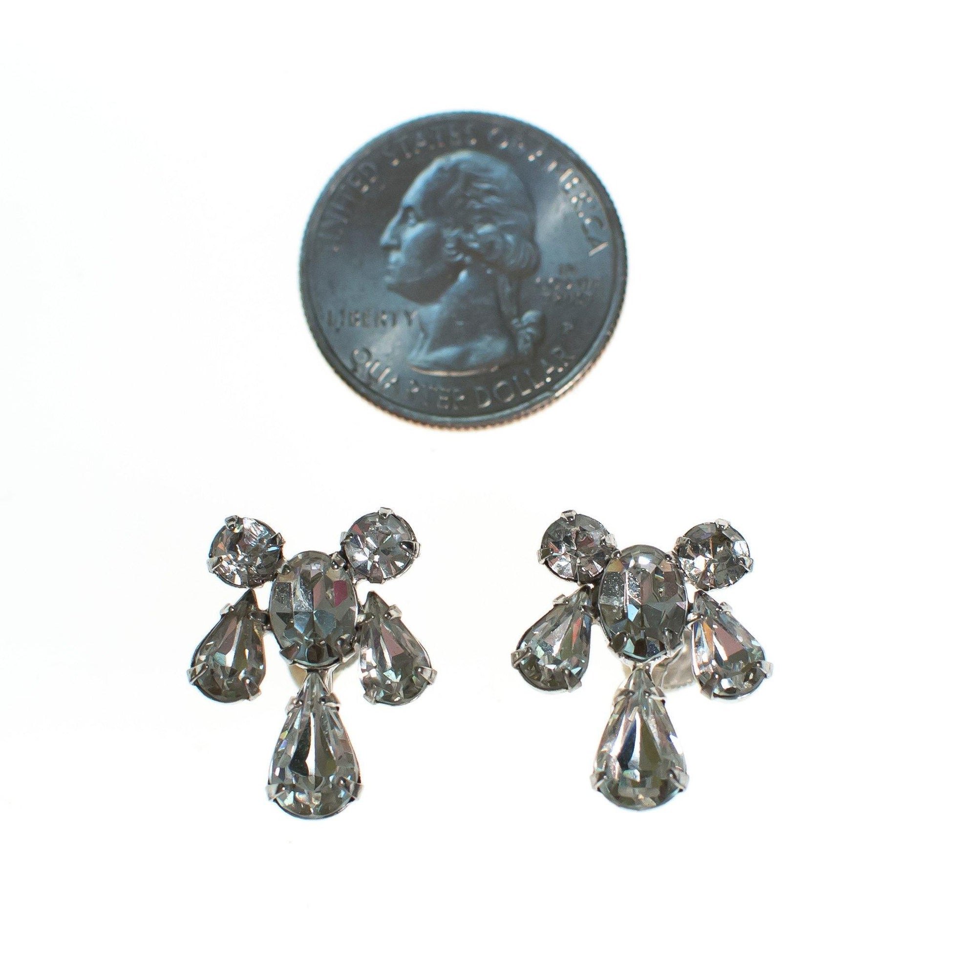Vintage Art Deco Diamante Rhinestone Earrings, Screw Back, Silver Tone by Art Deco - Vintage Meet Modern Vintage Jewelry - Chicago, Illinois - #oldhollywoodglamour #vintagemeetmodern #designervintage #jewelrybox #antiquejewelry #vintagejewelry