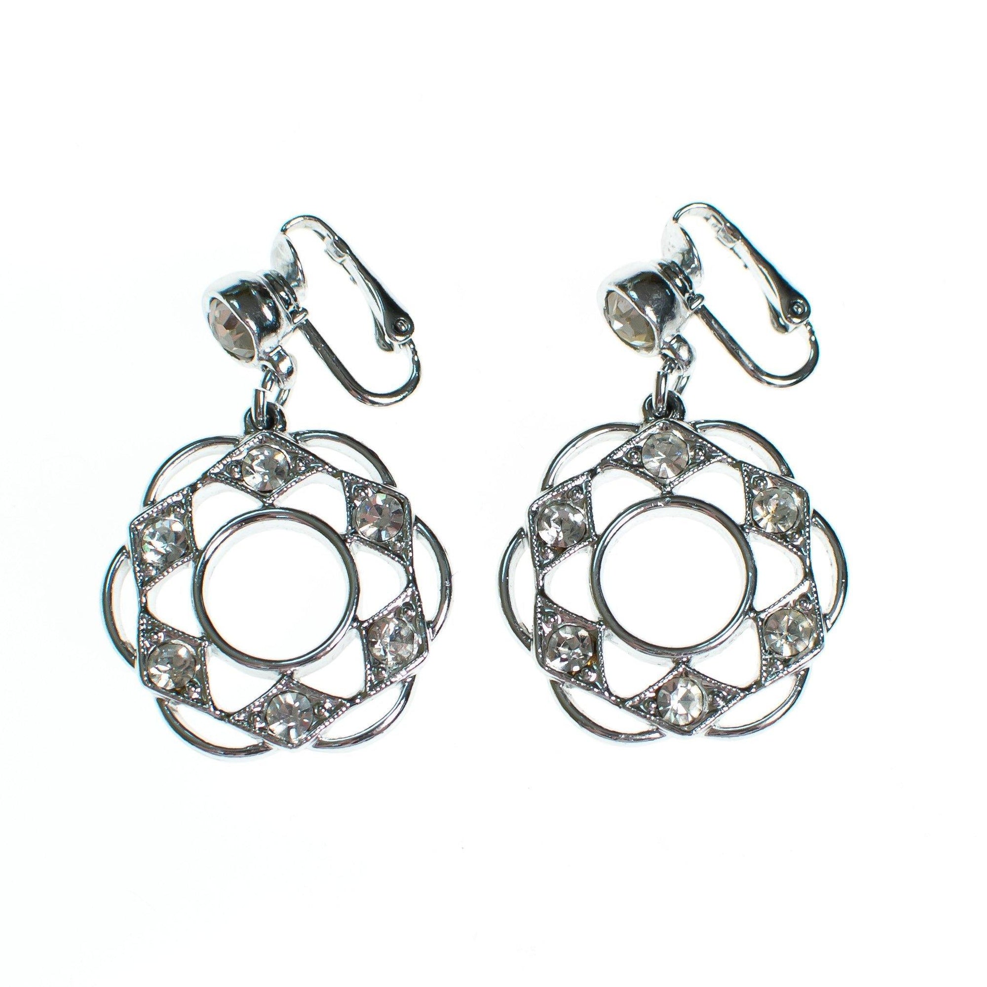 Vintage Sarah Coventry Silver Doorknocker Earrings with Rhinestones, Clip On by Sarah Coventry - Vintage Meet Modern Vintage Jewelry - Chicago, Illinois - #oldhollywoodglamour #vintagemeetmodern #designervintage #jewelrybox #antiquejewelry #vintagejewelry