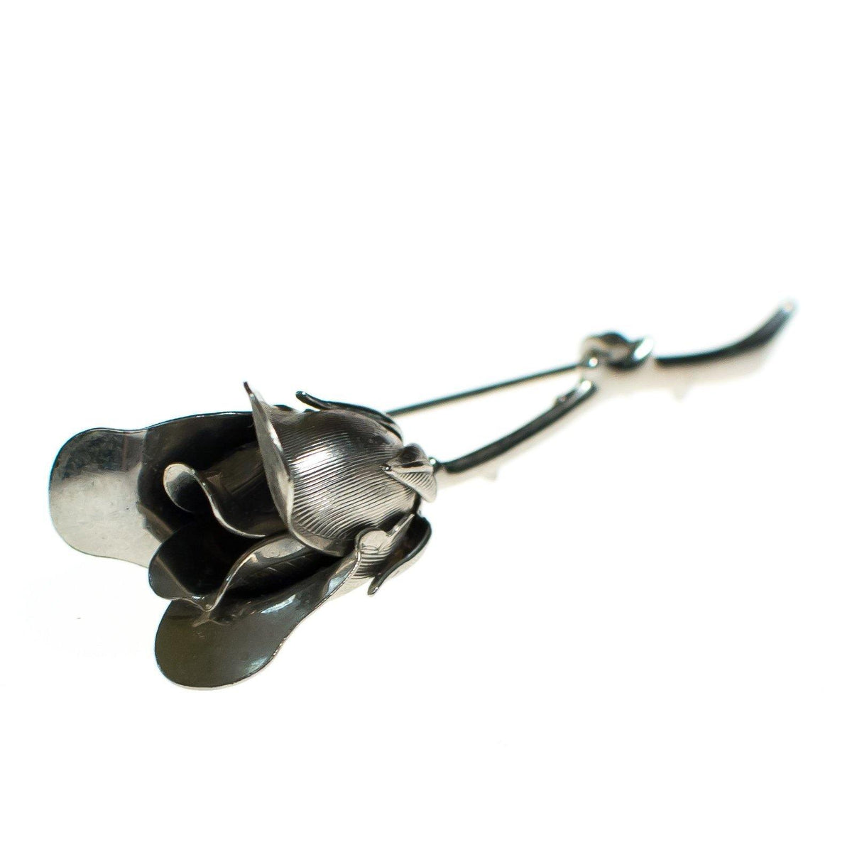 Vintage Silver Tone Rose Brooch/Pin