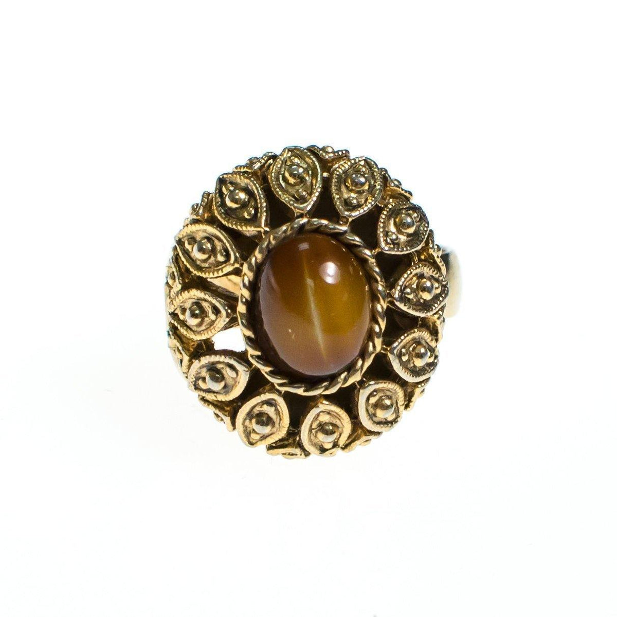 Vintage Vanda Tigers Eye Perfume Locket Ring