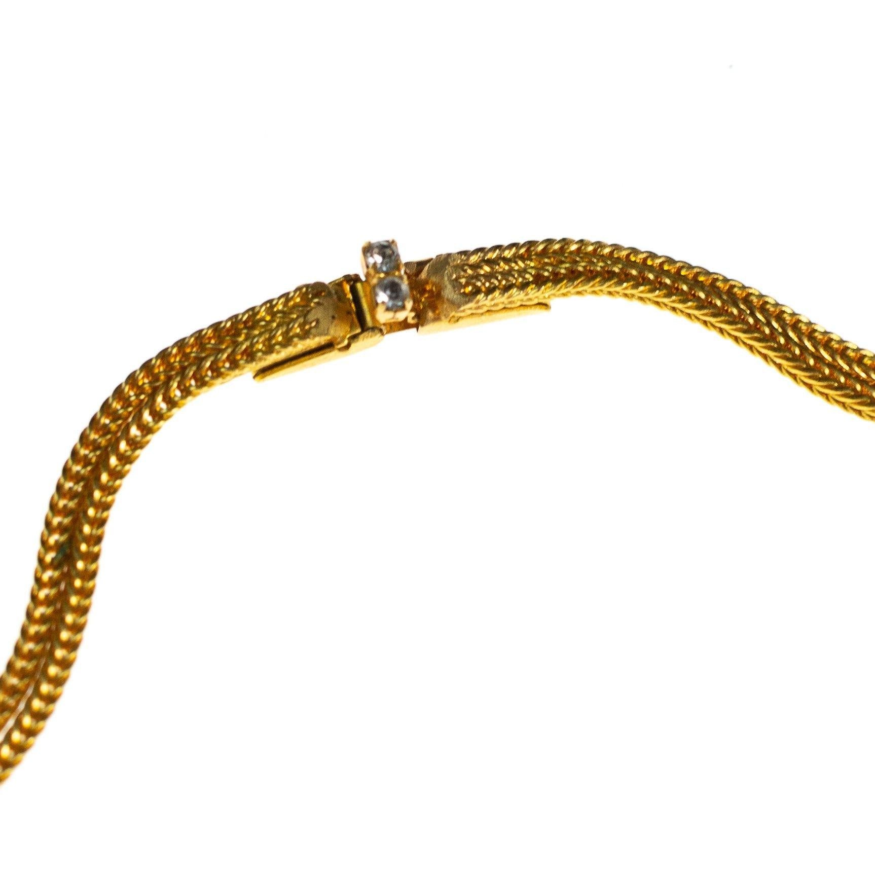 Hobe Vintage Gold Tone Necklace, Diamante Rhinestones, Slide Clasp by 1960s - Vintage Meet Modern Vintage Jewelry - Chicago, Illinois - #oldhollywoodglamour #vintagemeetmodern #designervintage #jewelrybox #antiquejewelry #vintagejewelry