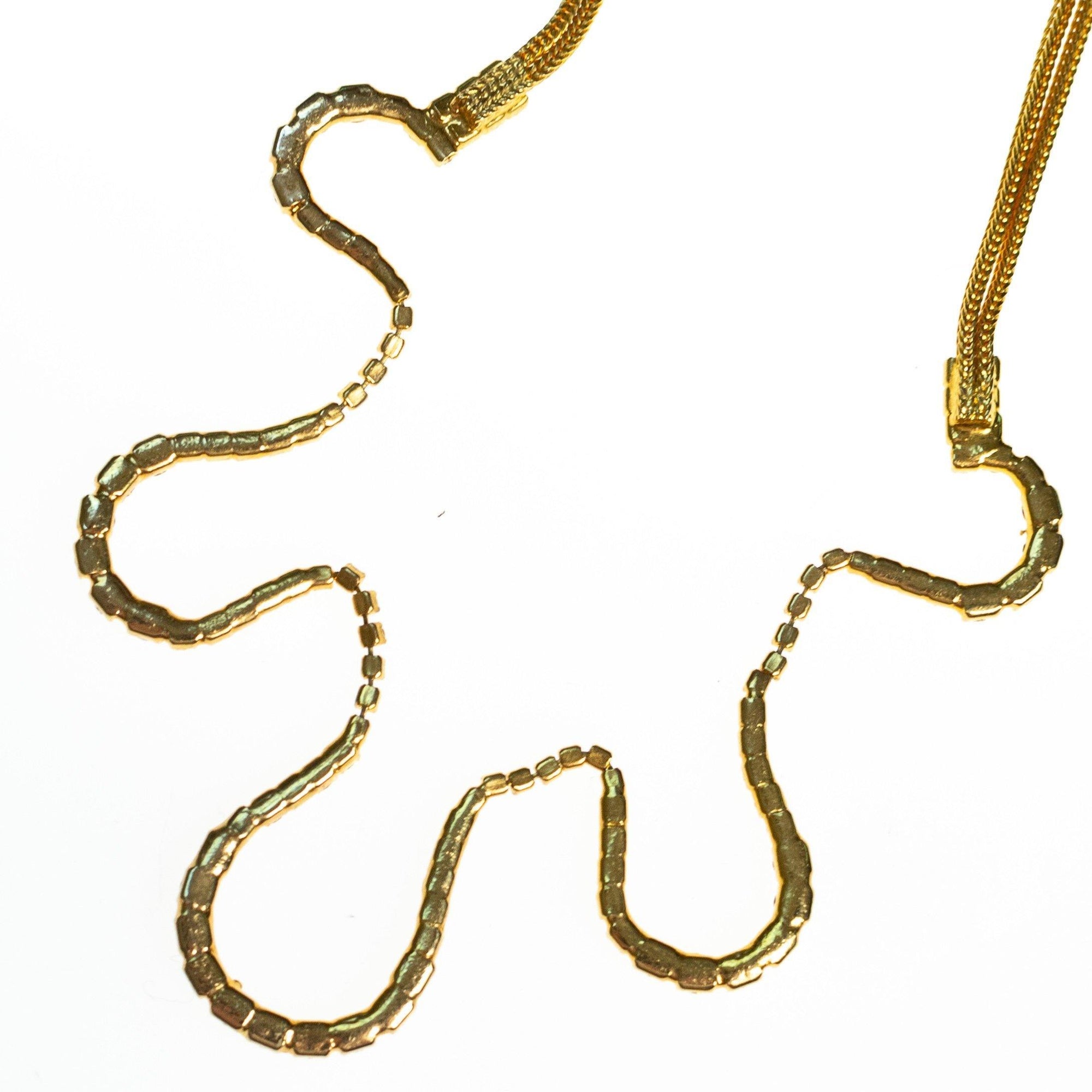 Hobe Vintage Gold Tone Necklace, Diamante Rhinestones, Slide Clasp by 1960s - Vintage Meet Modern Vintage Jewelry - Chicago, Illinois - #oldhollywoodglamour #vintagemeetmodern #designervintage #jewelrybox #antiquejewelry #vintagejewelry