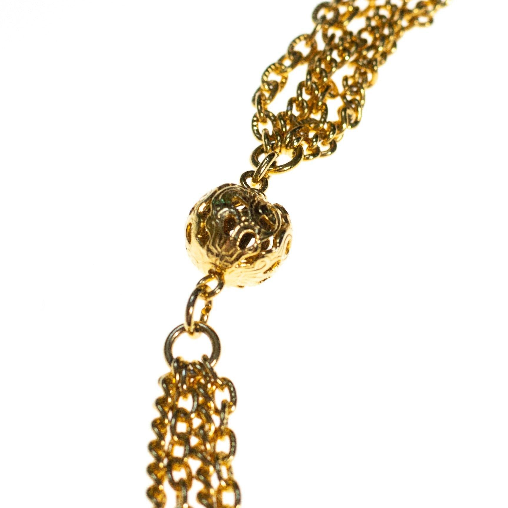 Vintage Etruscan Statement Necklace with Waterfall Chain by 1960s - Vintage Meet Modern Vintage Jewelry - Chicago, Illinois - #oldhollywoodglamour #vintagemeetmodern #designervintage #jewelrybox #antiquejewelry #vintagejewelry